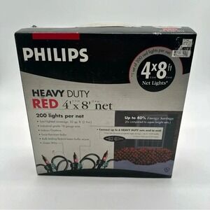 Philips 200ct Christmas Incandescent Heavy Duty Net String Lights RED NEW‎ Xmas
